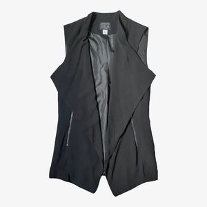 Black Cascading Drape Asymmetrical Sleeveless Vest size S